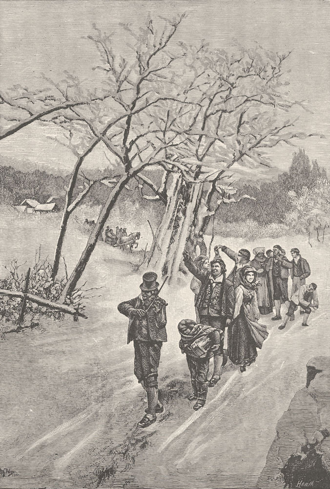 NORWAY. A Norwegian wedding procession. Marriage. Romance 1890 old print